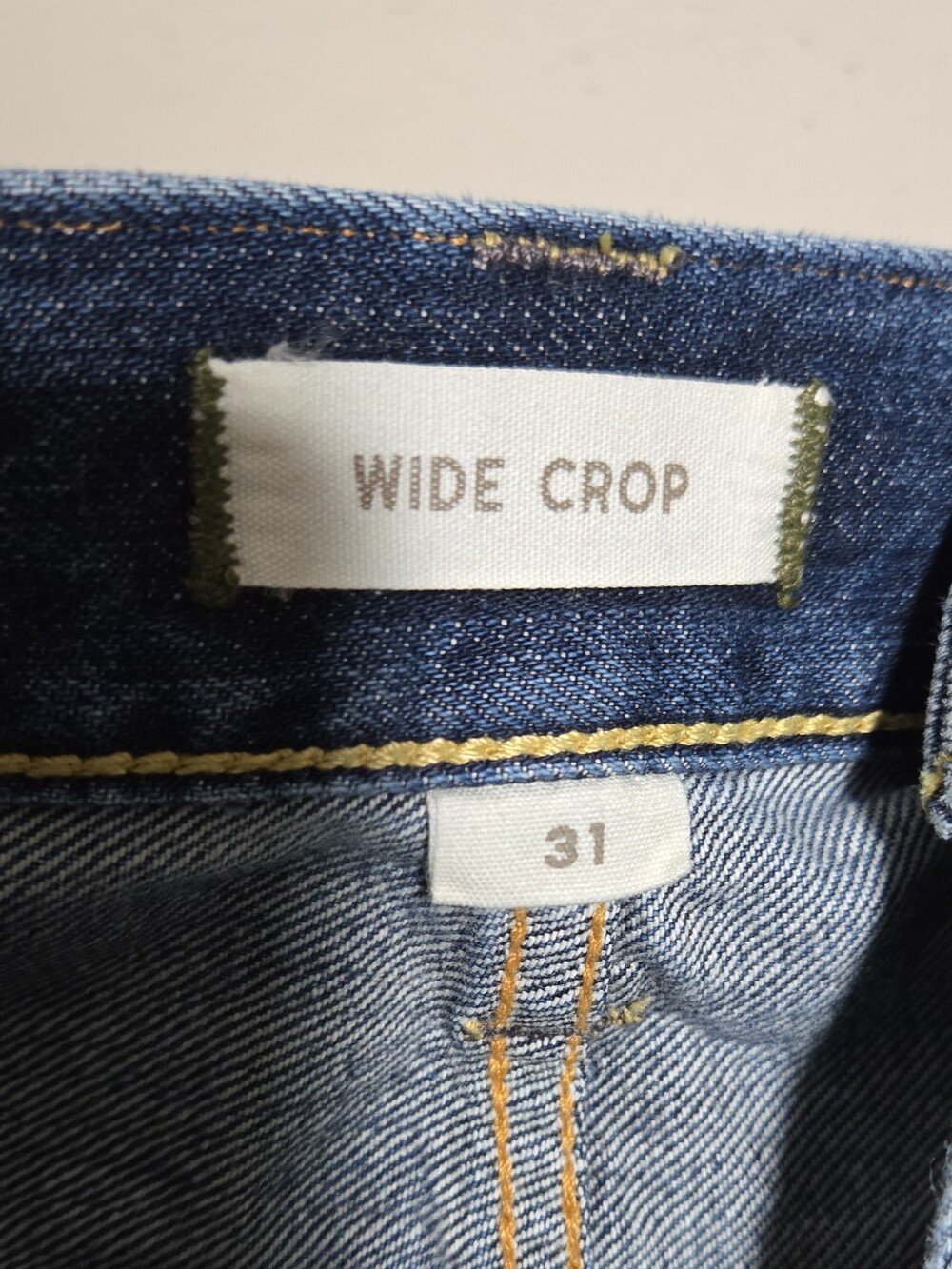 AE77 Premium Wide Crop Blue Women's Button-Fly Cuffed Jeans Size 31 - Picture 5 of 14